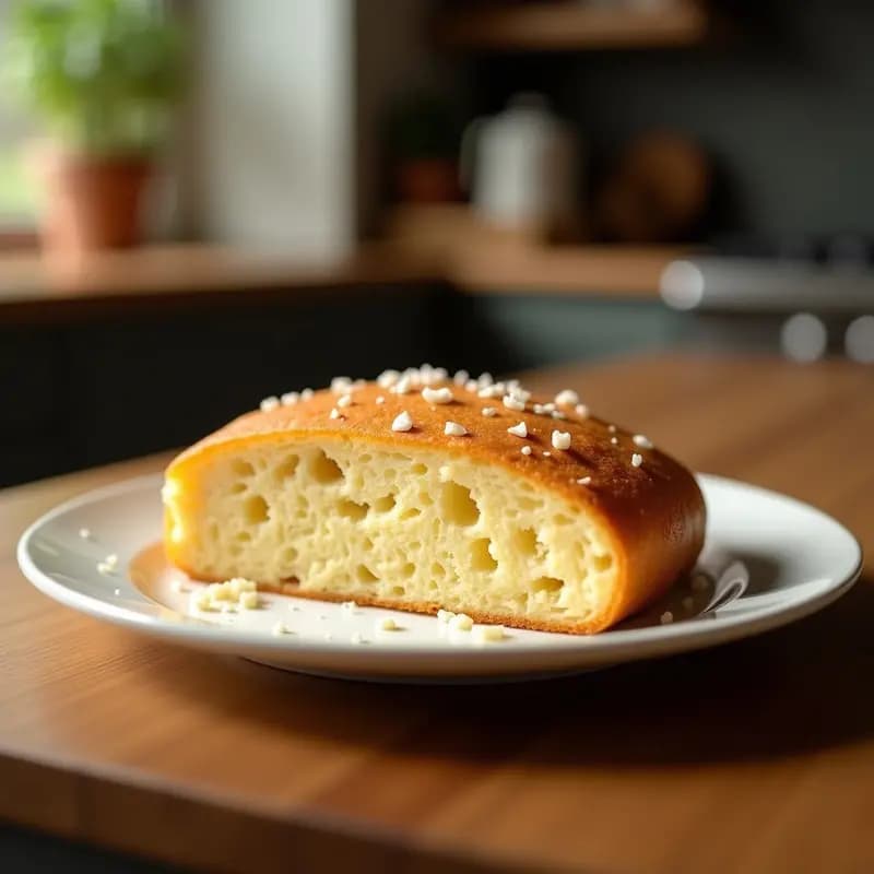 Buñuelos dorados y esponjosos de plátano macho y queso de coco servidos en un plato de barro, con textura crujiente por fuera y suave por dentro, acompañados de canela espolvoreada y un fondo rústico de cocina colombiana.
