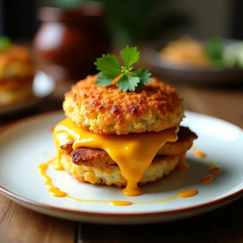 C-slider (Croqueta-Sándwich) de Pollo al Curry y Queso Cheddar: Receta Fusión en Airfryer