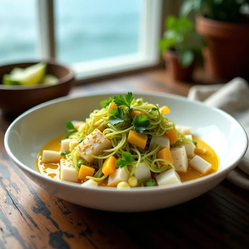 Ceviche de Corvina con Lechuga de Mar y Aliño de Maracuyá: Receta Peruanos del Pacífico