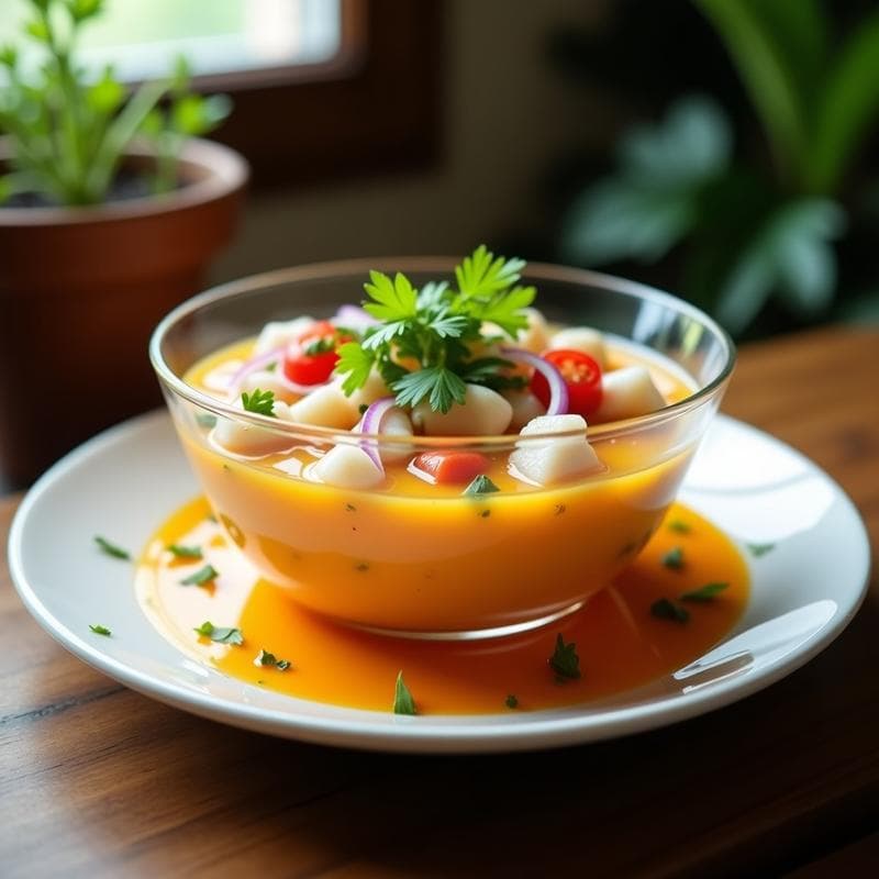 Ceviche de corvina marinada con Leche de Tigre de Lulo: Receta Ecuatoriana Fresca y Sin Cocción
