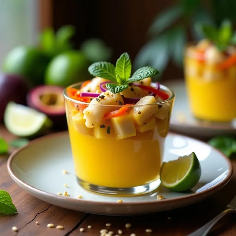 Ceviche Peruano de Corvina y Maracuyá: Receta Fresca y Sin Gluten Para el Verano