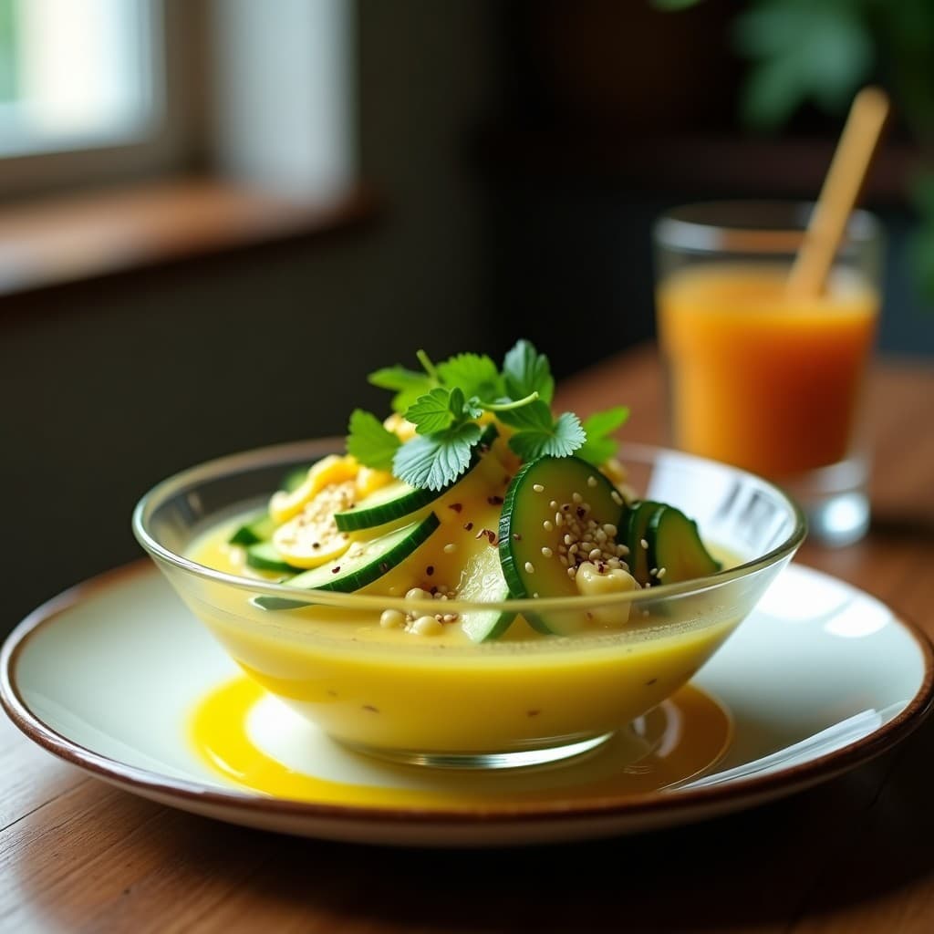 Ceviche de Mango Verde y Pepino con Leche de Tigre de Maracuyá: Receta Peruano-Tailandesa Fresca