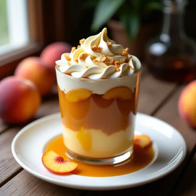 Chaja Uruguaya en molde transparente con capas visibles de galletas, crema pastelera, dulce de leche y merengue italiano dorado en picos decorativos.