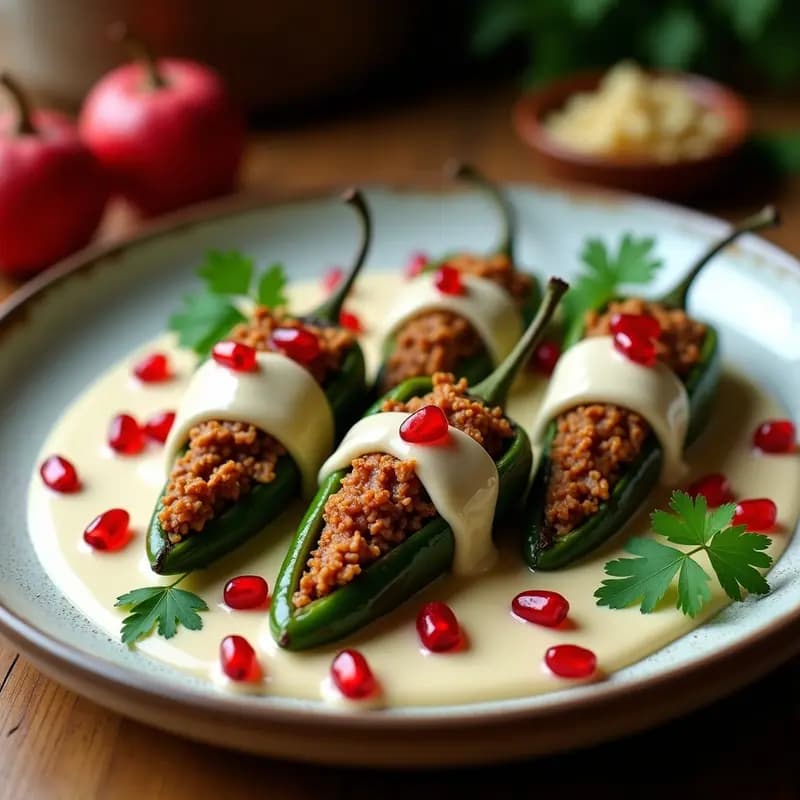 Chiles en Nogada Veganos: Receta Mexicana con Walnut Meat y Granadas