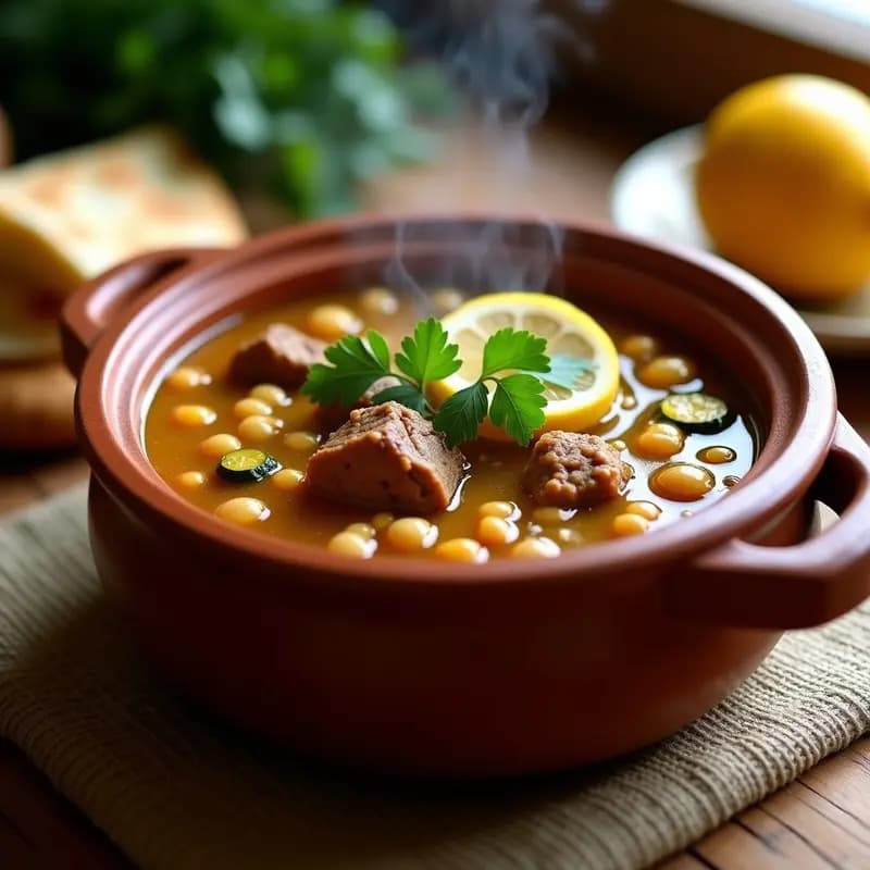 Chorba Argelina con Garbanzos y Cordero: Sopa Tradicional Norteafricana y Nutritiva
