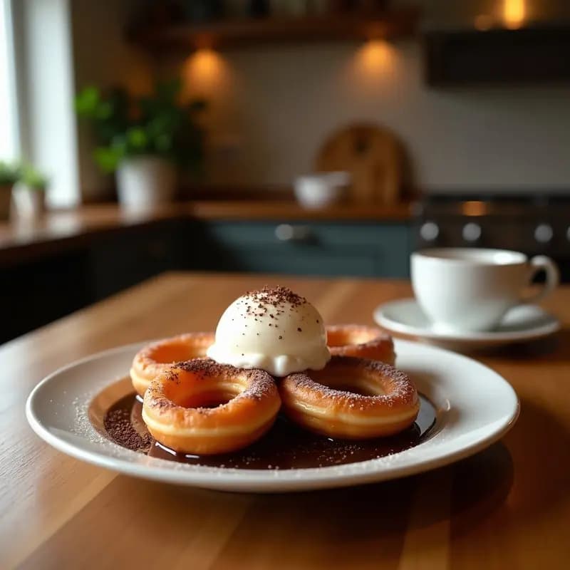Churros de Chocolat con Helado de Turrón: Postre Español navigacional sin gluten