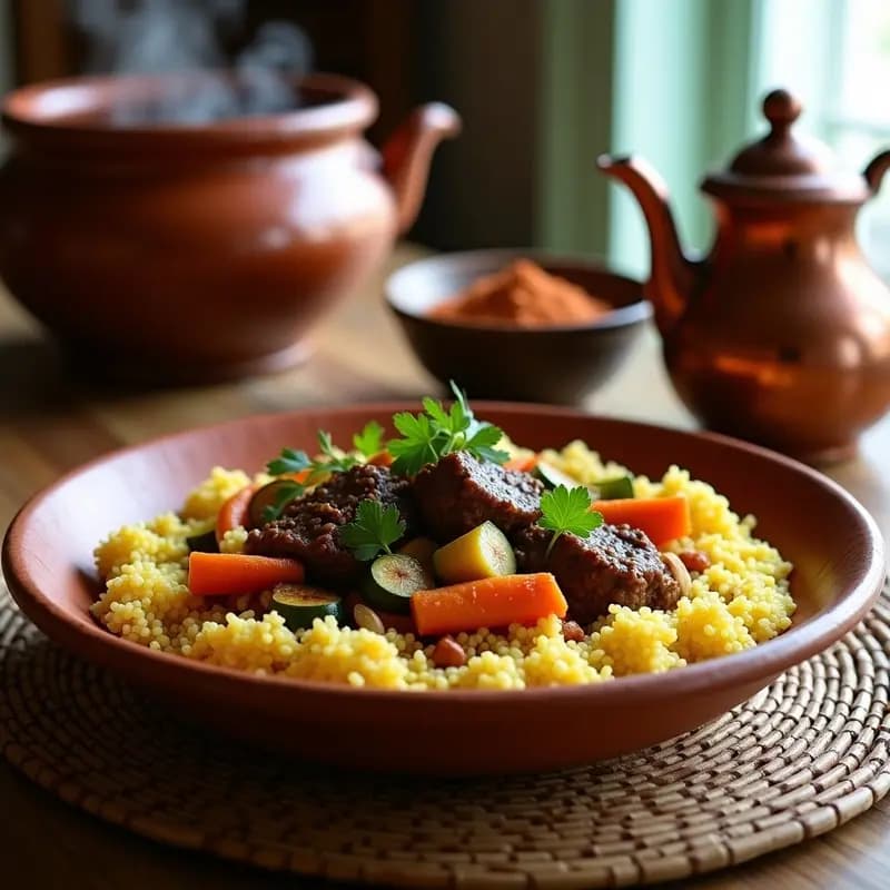 Couscous Marroquí con Cordero y Higos Secos: Receta Tradicional de la Abuela en Olla