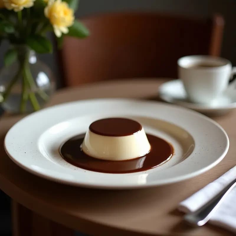 Copa de cristal transparente con crema de Castanha do Pará y chocolate 100%, postre brasileño keto sin lácteos. Textura sedosa y brillante, decorada con virutas de chocolate oscuro y una nuez de Brasil tostada. Fondo borroso con ingredientes naturales como canela y vainilla.