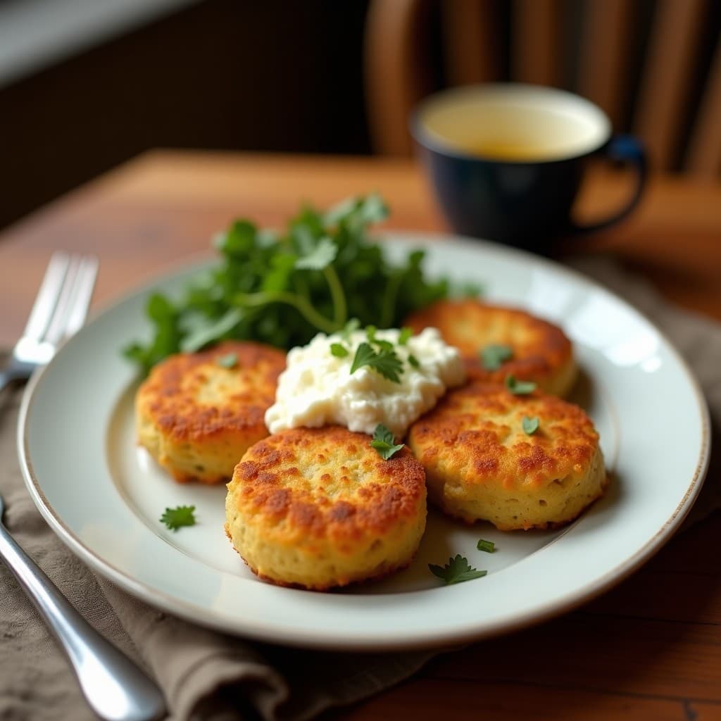 Croquetas de espinaca y queso de anacardo veganas en Thermomix, doradas y crujientes por fuera con centro cremoso, servidas en plato blanco con hierbas frescas y salsa de yogur vegetal.