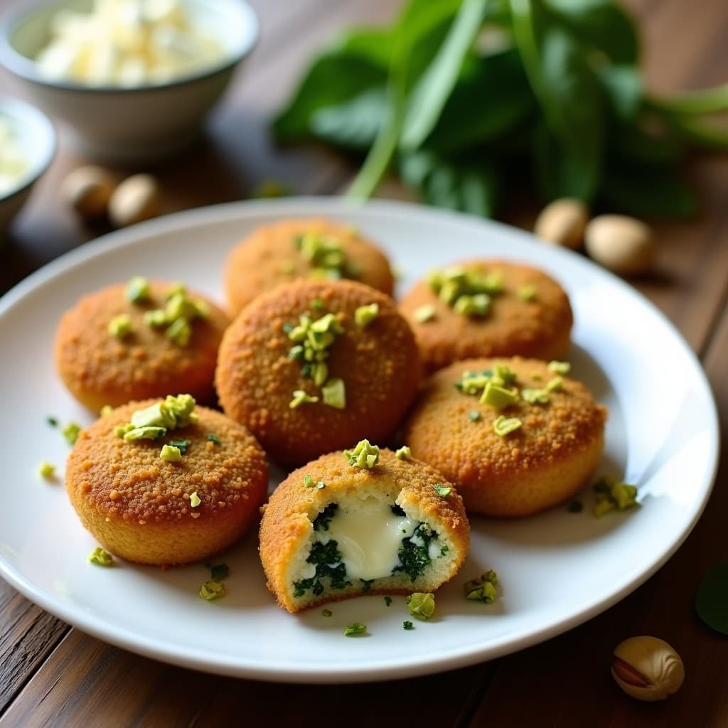 Croquetas de Espinacas y Queso de Cabra con Costra de Pistacho: Receta en Airfryer Sin Rebozado