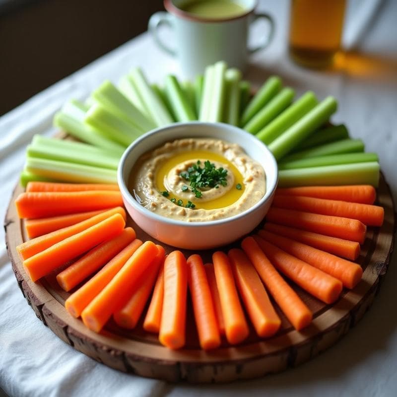 Crudités de Zanahoria y Apio con Dip de Garbanzos y Comino: Aperitivo Crudivegano