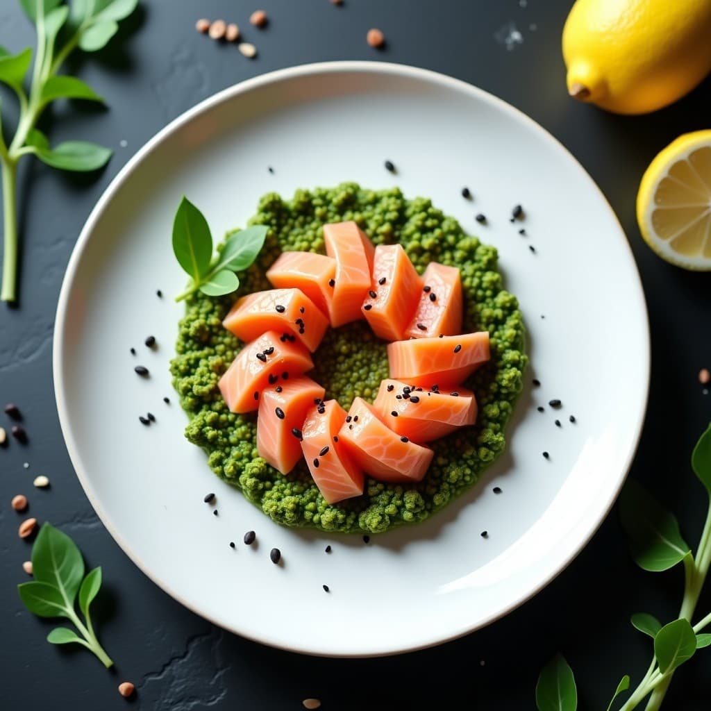 Crudo de Salmón con Pesto de Rúcula y Piñones: Receta Gourmet Sin Cocción en 10 Minutos