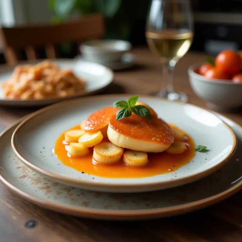 Plato blanco con deditos de queso rebozados dorados y crujientes, rellenos de mermelada de frambuesa roja brillante, espolvoreados con azúcar glas, sobre fondo rústico de madera. Receta de aperitivo dulce y salado para fiestas.