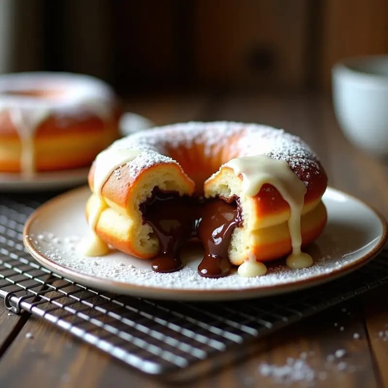 Donut Relleno de Crema de Nutella y Bañado en Chocolate Blanco: Postre para los Más Golosos