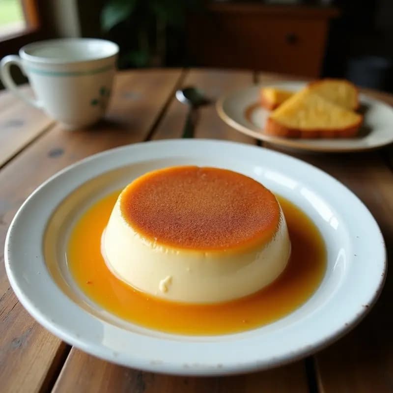 Postre colombiano vegano en un bol de barro: dulce de leche cortada con leche de coco, textura cremosa con grumos suaves, espolvoreado con coco rallado tostado y una ramita de canela al lado.