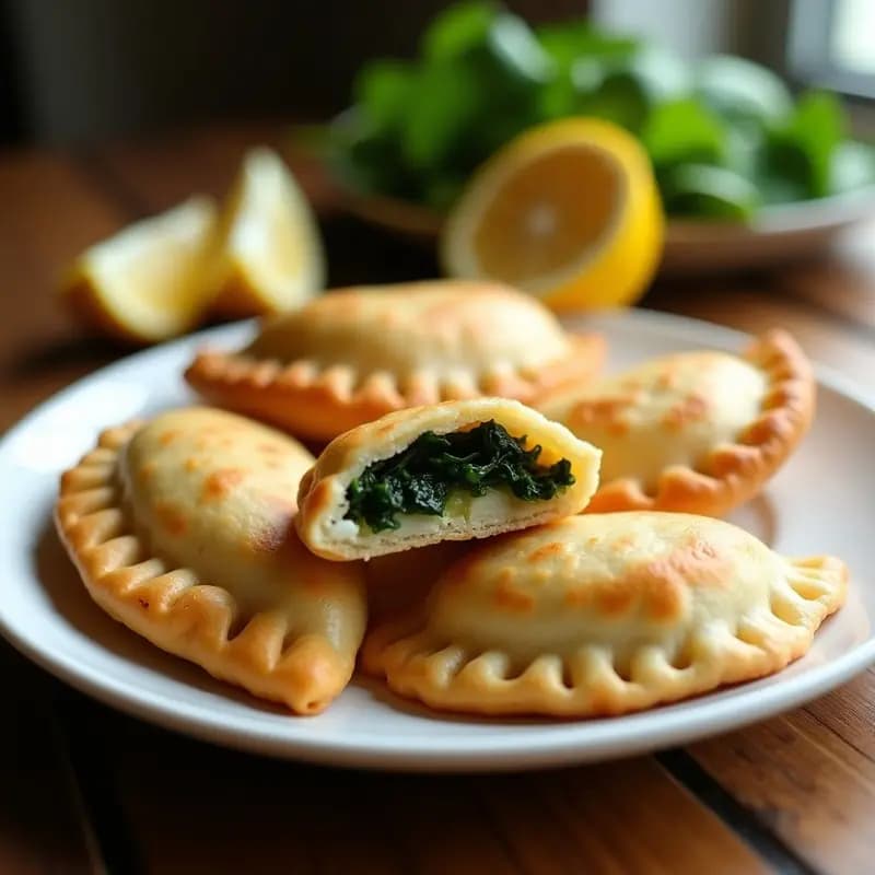Empanadas doradas y crujientes de masa de yuca rellenas de pescado y espinacas, dispuestas en una canasta de airfryer con fondo desenfocado. Receta colombiana sin gluten.