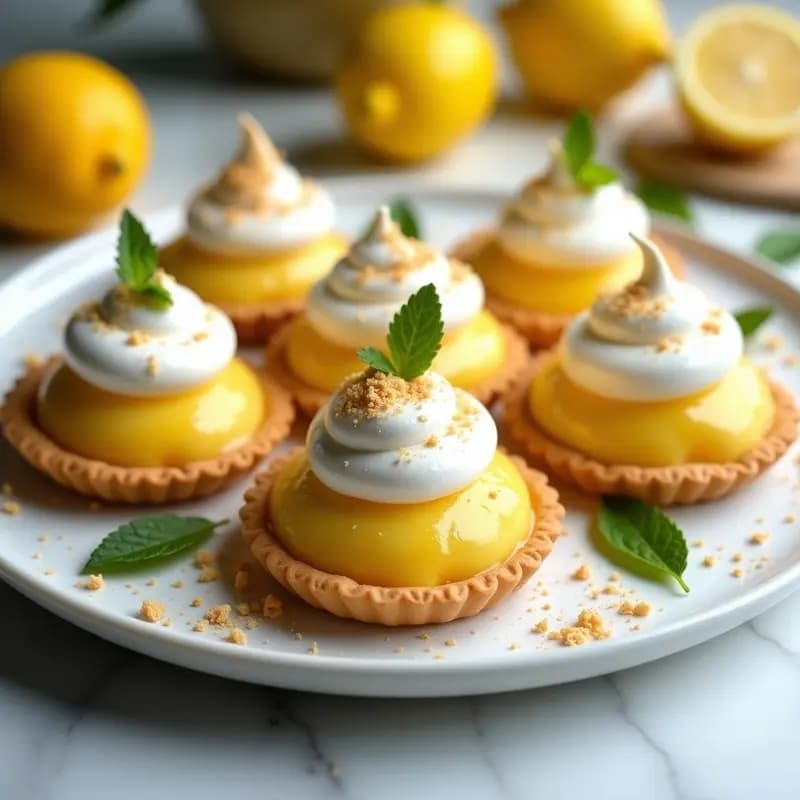 Empanadas de hielo con relleno de limón merengado y galletas trituradas, postre colombiano refrescante y viral. Base dorada crujiente de galleta, relleno amarillo brillante de limón con hielo y merengue esponjoso blanco, decorado con migas de galleta.