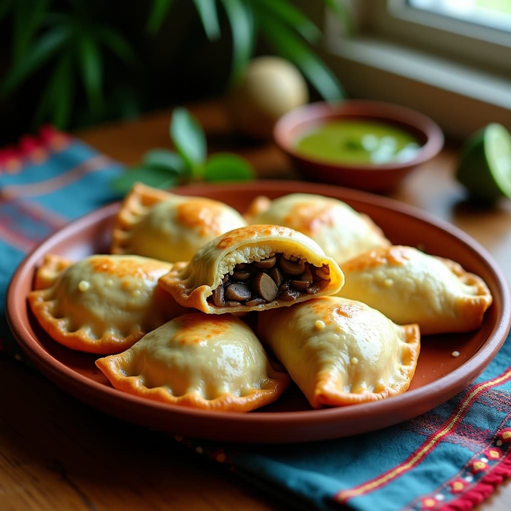 Empanadas de Maíz Azul con Relleno de Hongos Shimeji y Epazote: Receta Mexicana Vegana en Airfryer