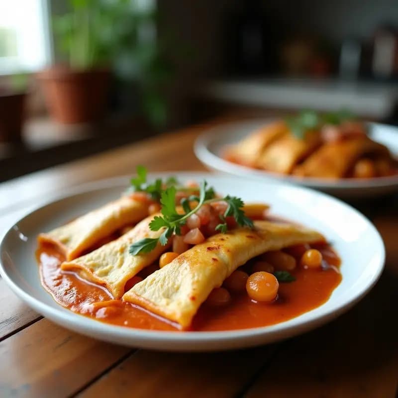 Empanadillas doradas y crujientes de algas wakame y gambas con masa de batata morada, servidas en un plato blanco con semillas de sésamo y rodajas de limón, receta marina en airfryer.