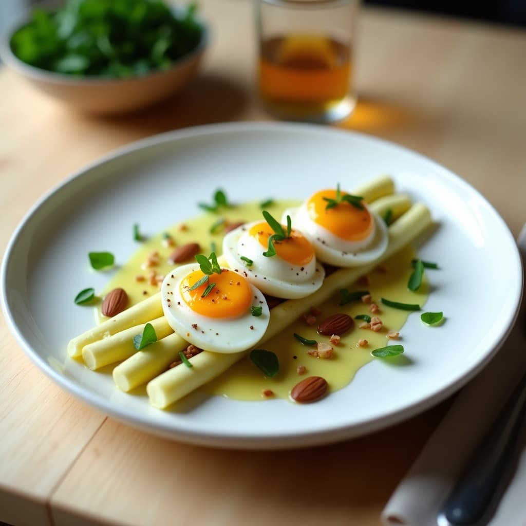 Ensalada de Espárragos Blancos y Huevos de Codorniz: Receta Francesa Ligera