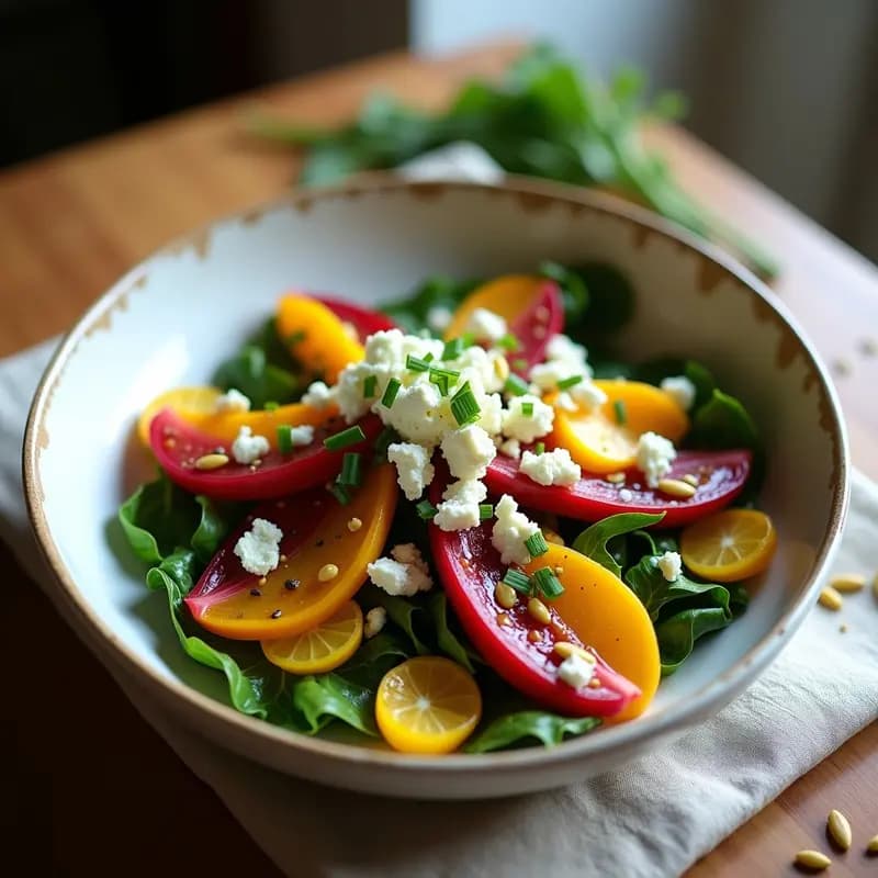 Ensalada de Mangold y Queso de Cabra con Vinagreta de Mosto: Receta Suiza Gourmet