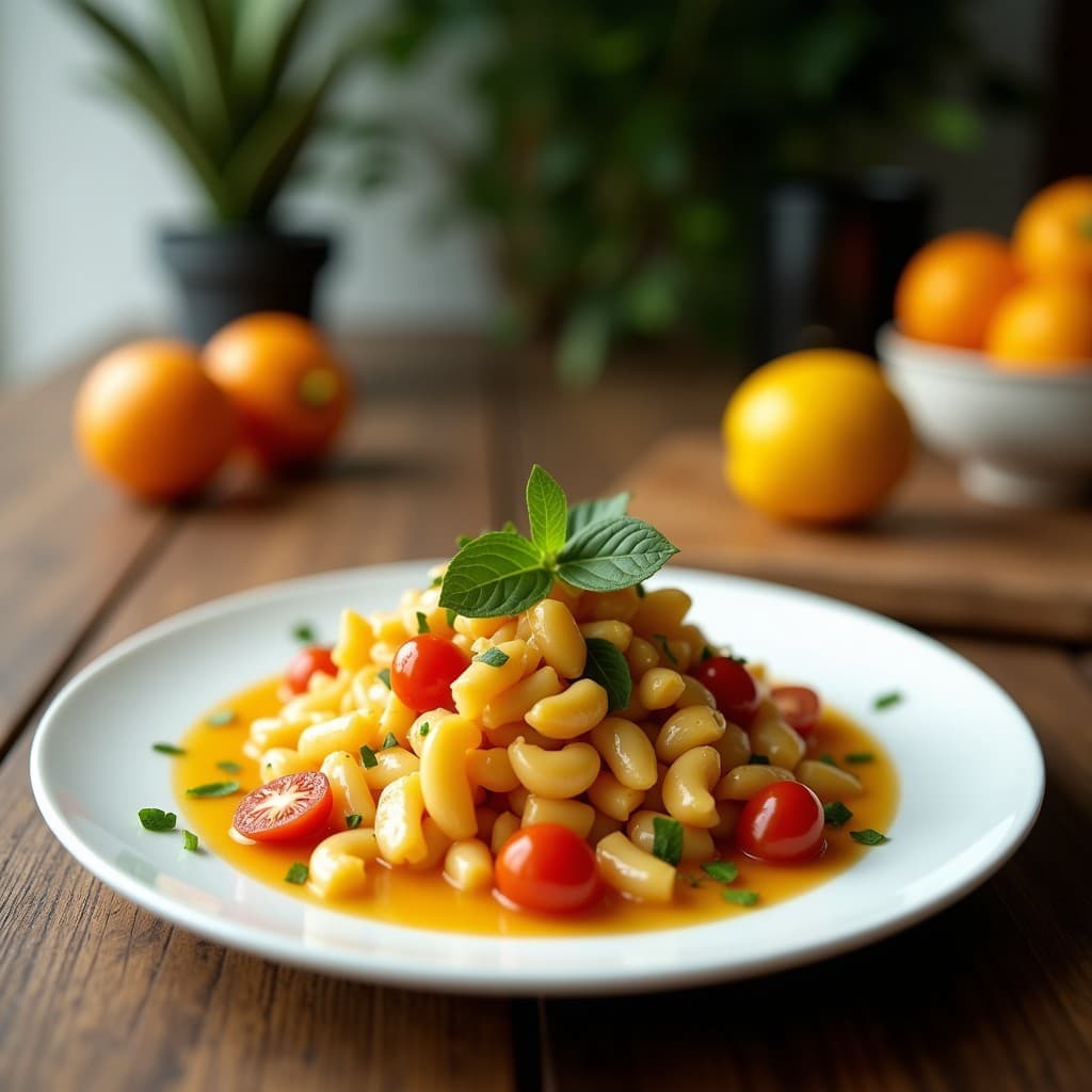Ensalada moruna en bol de barro con remolacha en cubos, gajos de naranja sanguina, cebolla morada, almendras fileteadas y perejil fresco, bañada en vinagreta dorada con miel.
