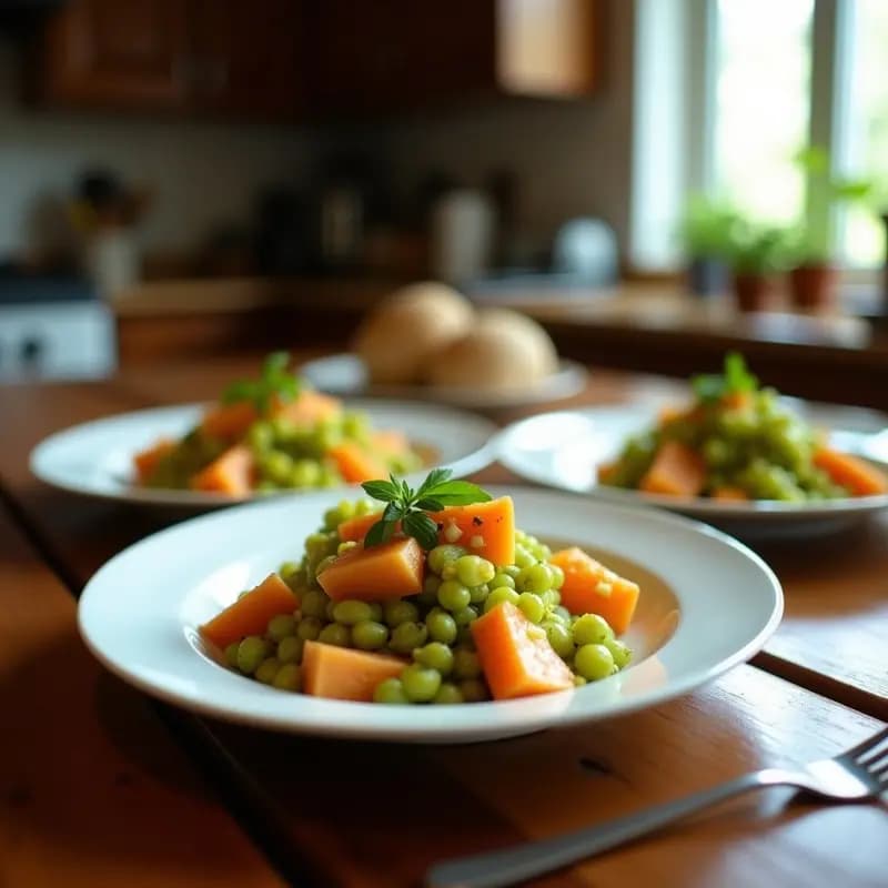Ensalada fresca de papaya verde en juliana, cangrejo cocido desmenuzado y aguacate en cubos, bañada en leche de tigre cítrica. Servida en un bol blanco sobre fondo rústico de madera, decorada con cilantro y cebolla morada.