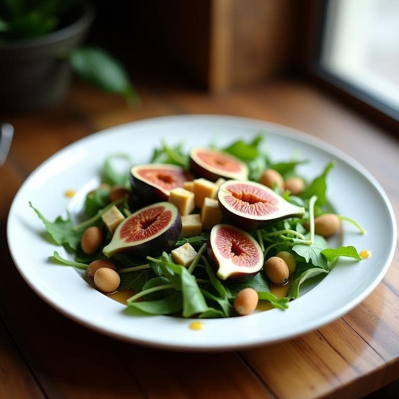 Ensalada de Rúcula, Higos y Queso de Macadamia: Receta Australiana Sin Lactosa