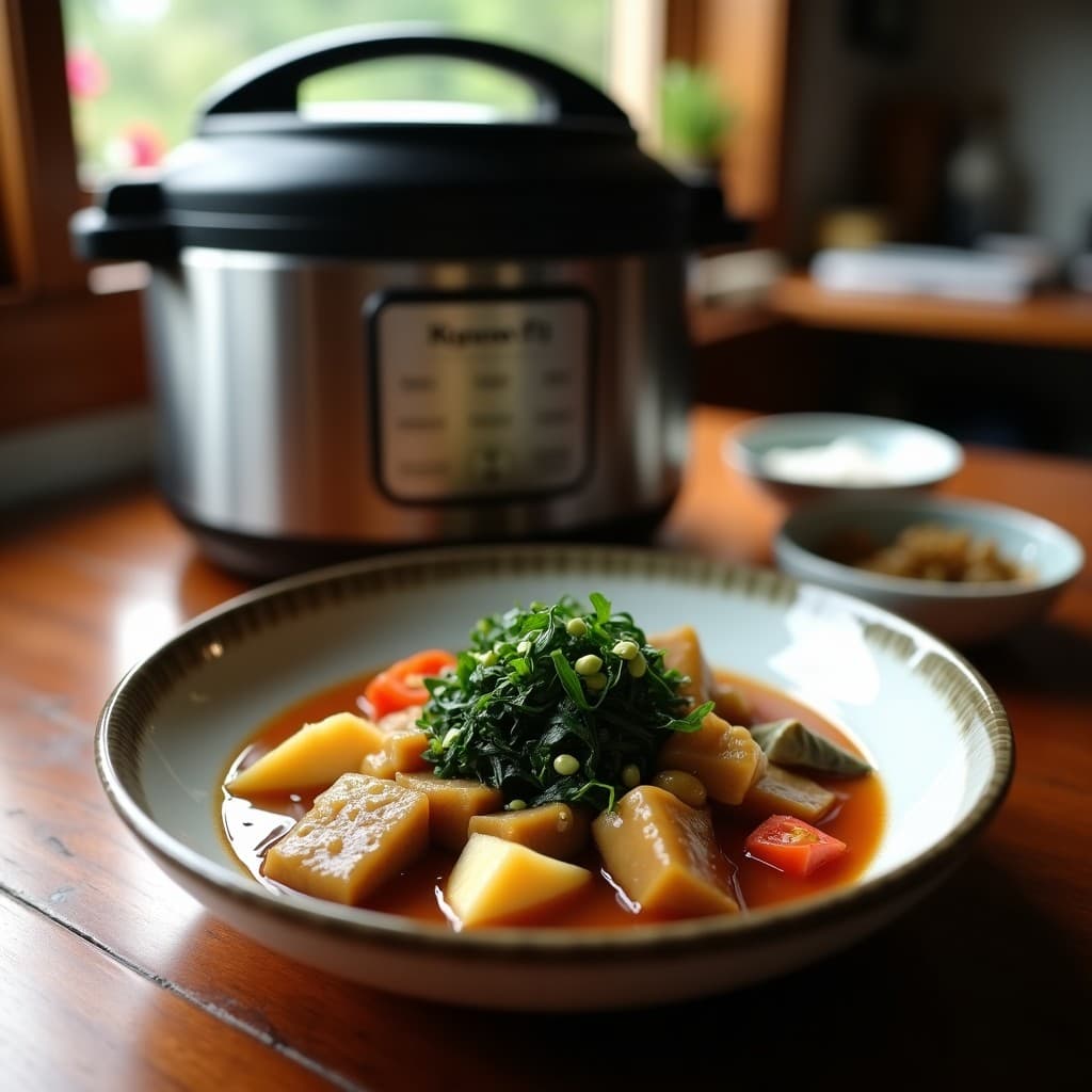 Estofado de Algas Wakame y Seitan: Receta Marina Vegana en Olla Exprés en 20 Minutos
