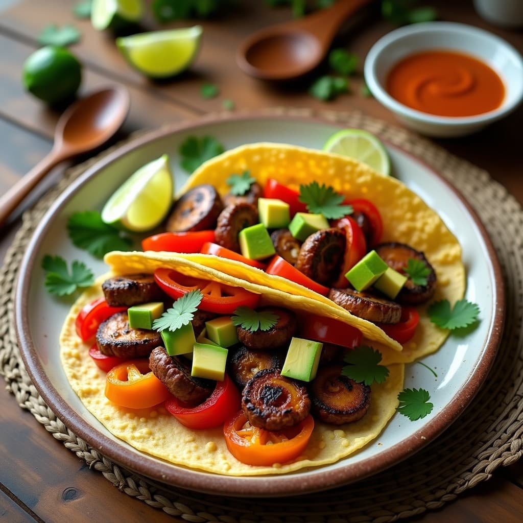 Fajitas de Portobello y Pimientos Asados: Receta Vegana en Airfryer con Salsa de Chipotle