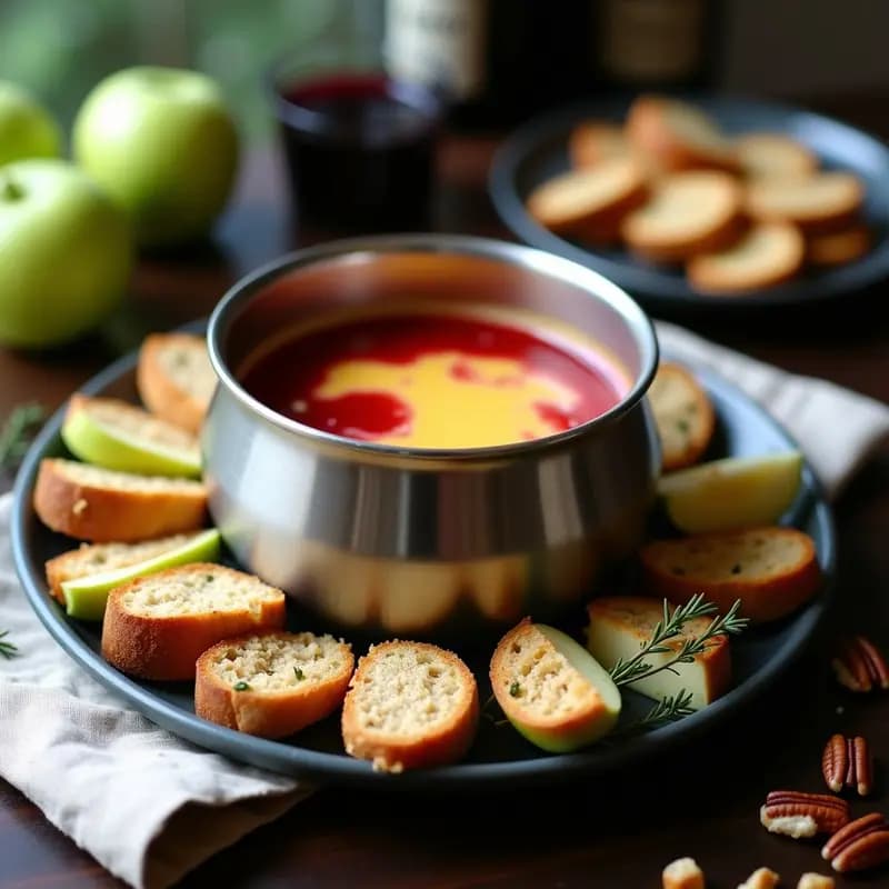 Fondue de Queso de Cabra y Vino Tinto: Receta Suiza para Tupper Sin Lácteos