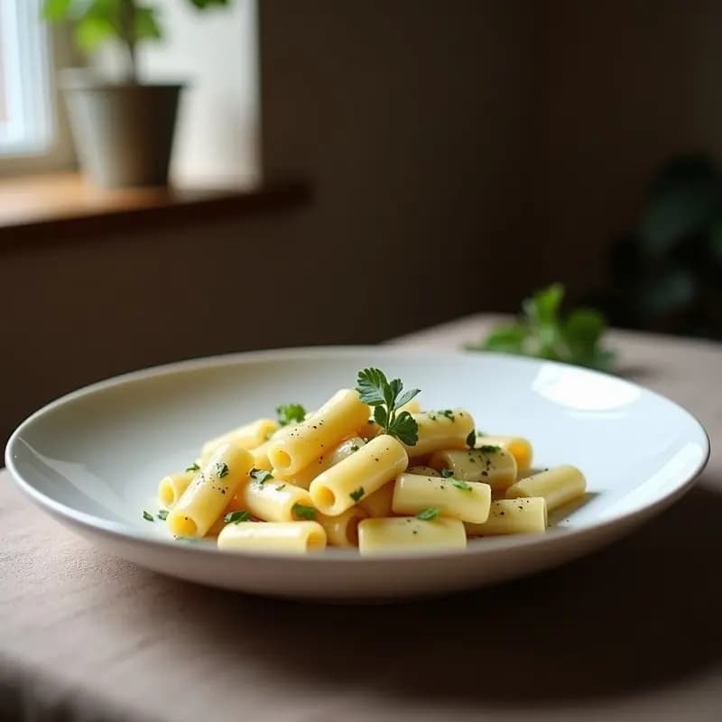 Plato blanco con gnocchi de boniato dorados cubiertos de salsa cremosa de gorgonzola y nueces picadas, decorados con hojas de salvia frita y virutas de parmesano, sobre fondo rústico de madera.
