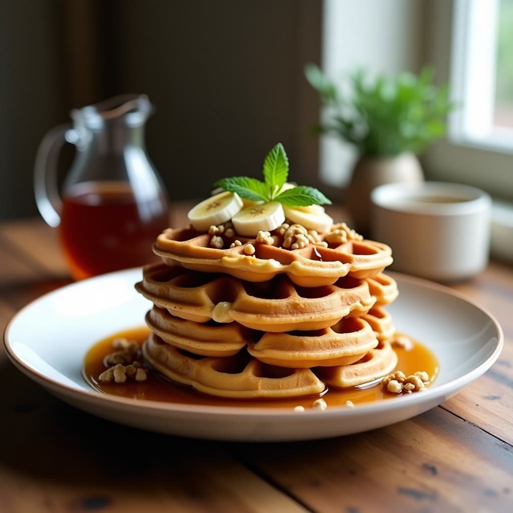 Gofres de Garbanzo con Sirope de Dátiles: Desayuno Proteico Sin Harina y Vegano