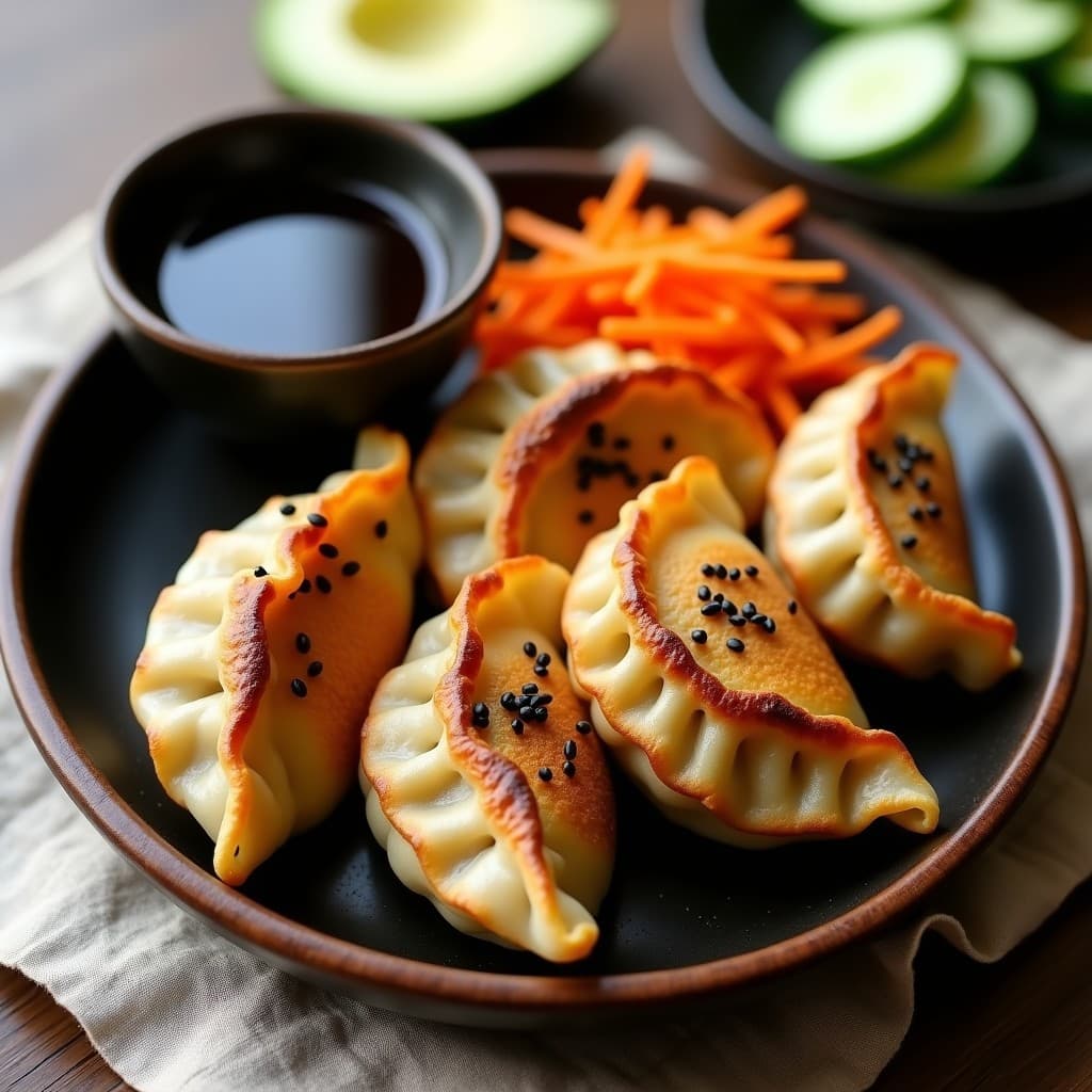 Gyoza de Champiñones y Tofu: Receta Japonesa Vegana en Airfryer con Salsa de Soja y Miel