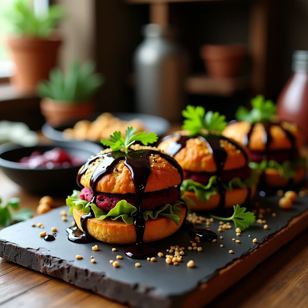 Hamburguesas de Garbanzo y Remolacha con Salsa de Ajo Negro: Receta Vegana y Alta en Hierro