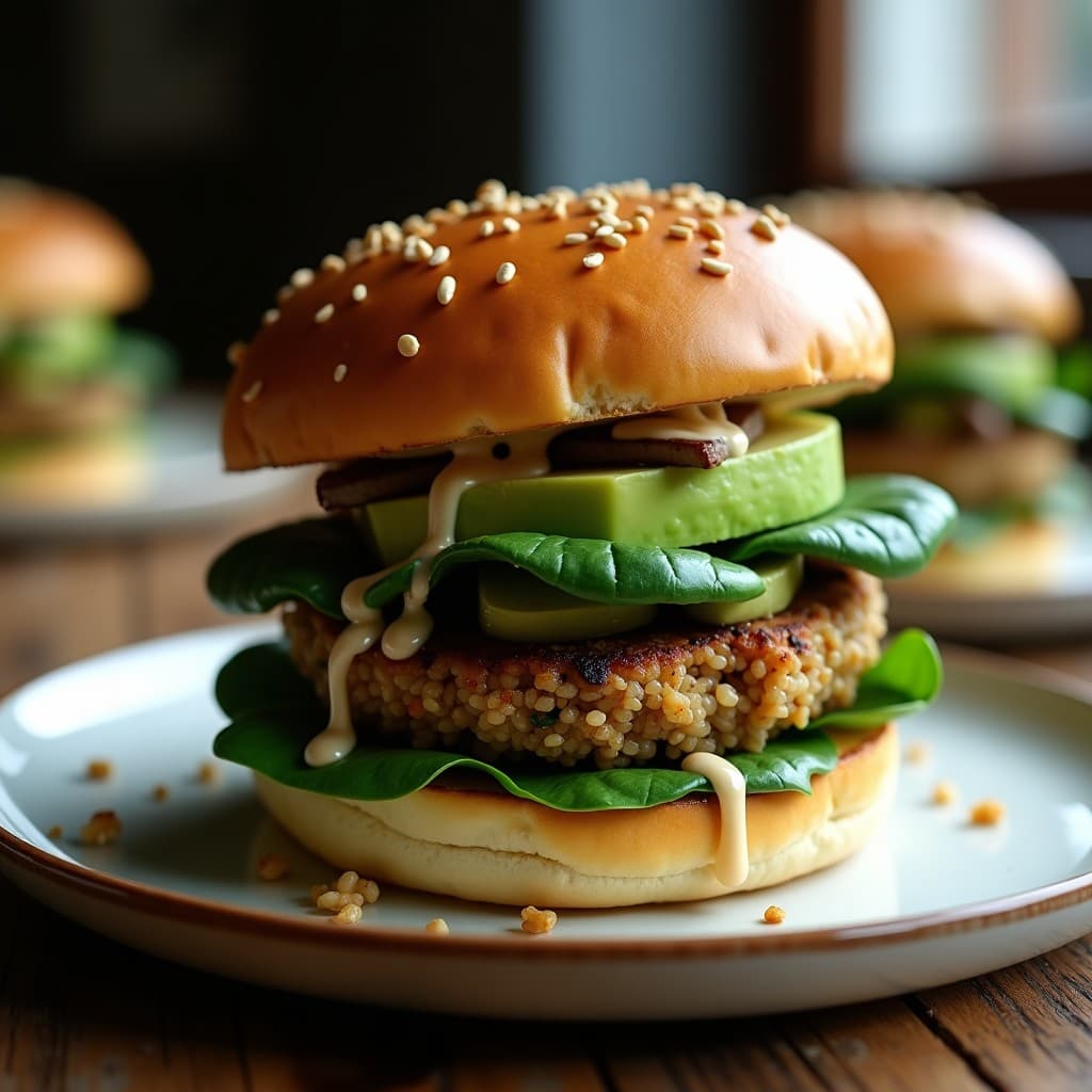 Hamburguesas de Quinoa y Champiñones con Pan de Espelta: Receta Vegana y Alta en Proteína