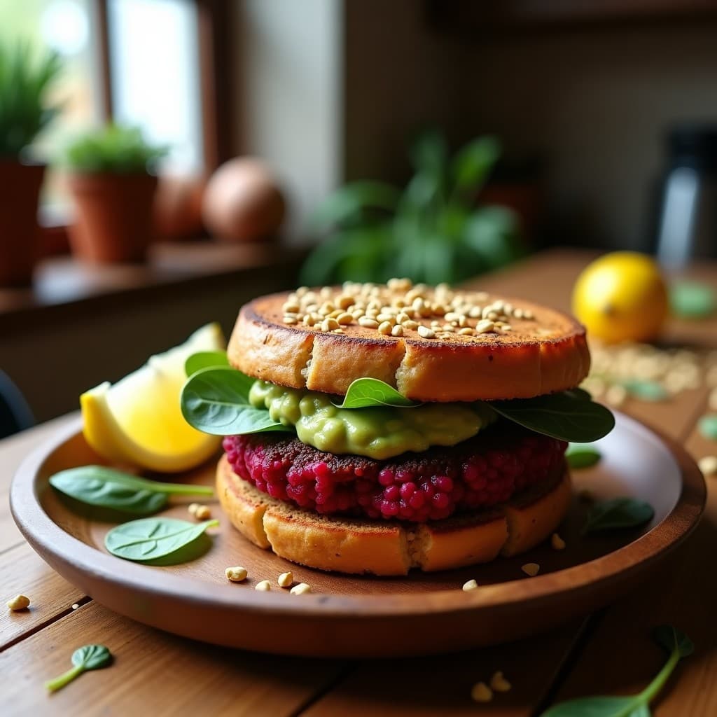 Hamburguesas de Tempeh y Remolacha: Receta Vegana con Pan de Centeno y Aguacate