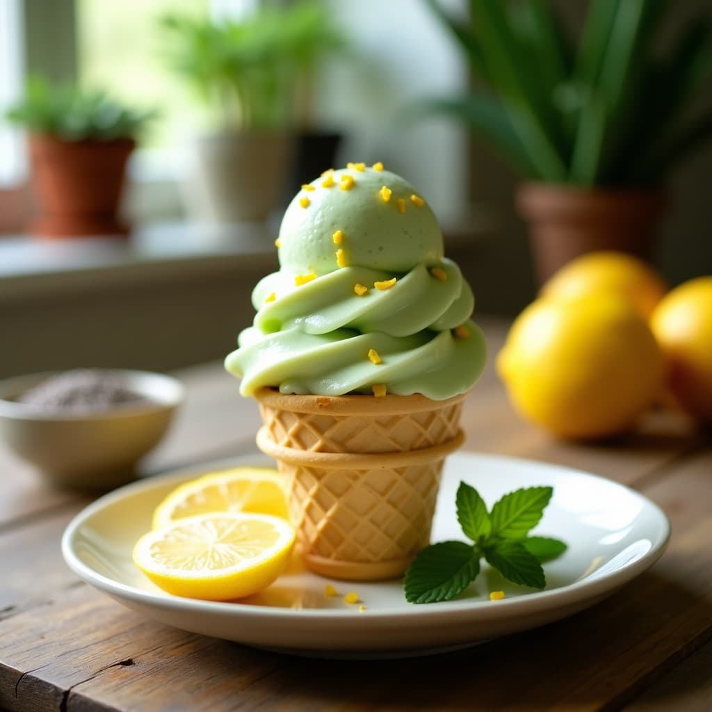 Helado de Aloe Vera y Limón: Postre Refrescante Sin Azúcar y Sin Lácteos