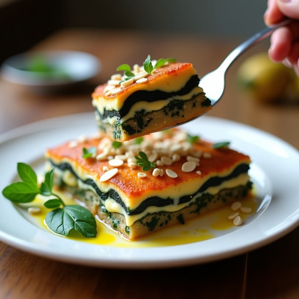 Lasaña de Berenjena y Espinacas con Bechamel de Avena: Receta Vegana en Thermomix