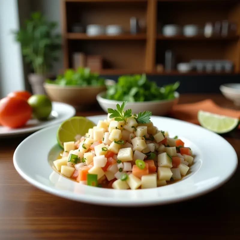 Moji de Pescado Bahameño: Ceviche con Coco y Limón Verde