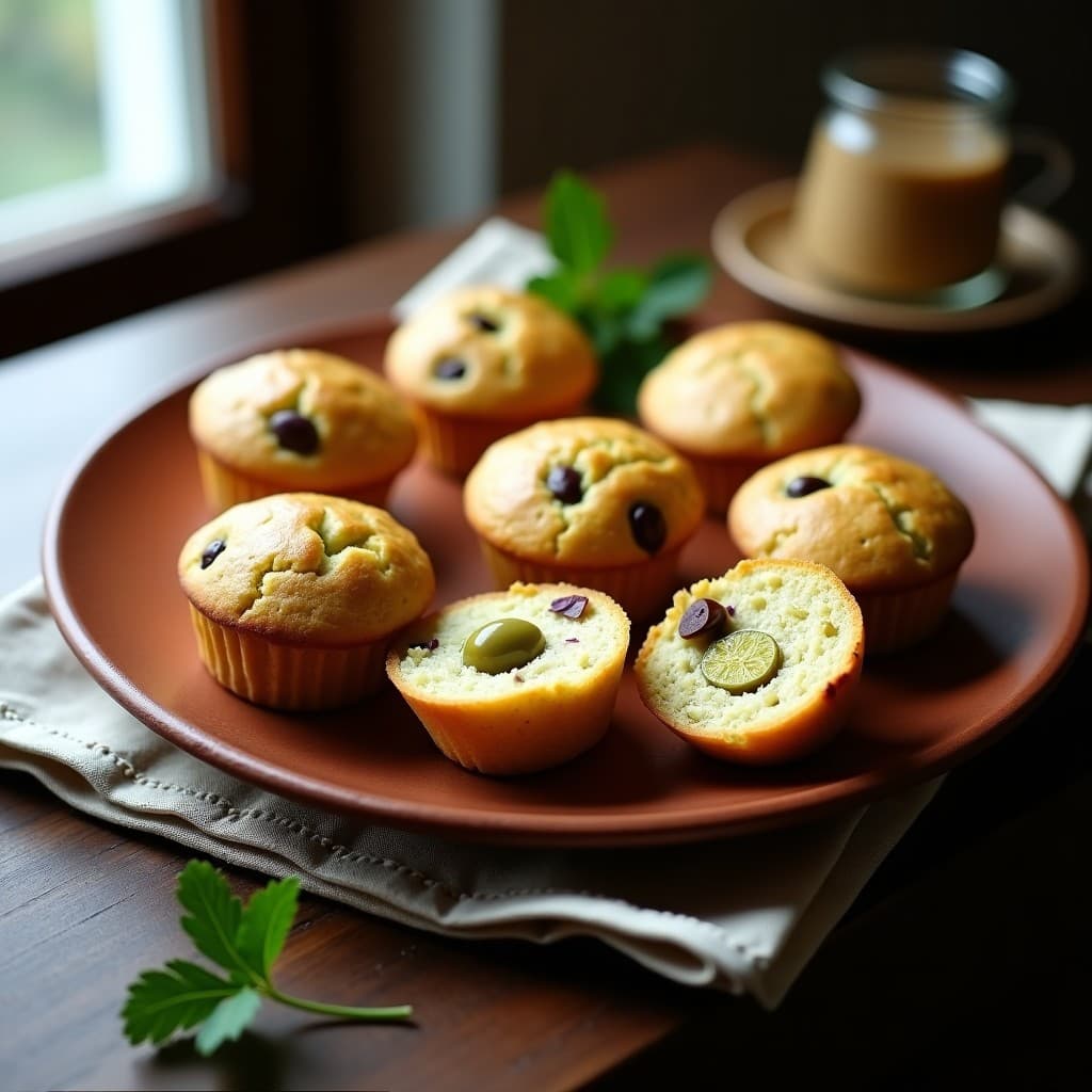 Muffins Salados de Aceitunas Verdes y Harina de Teff: Receta Etiópica Sin Gluten en 20 Minutos