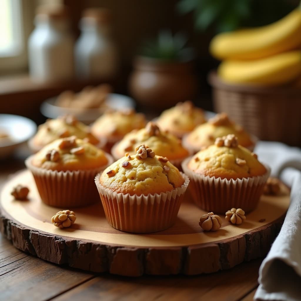 Muffins de Plátano y Nueces: Postre Sin Azúcar y Sin Harina en Molde de Silicone