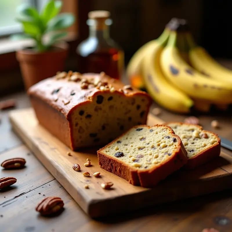 Pan de Plátano y Nuez con Esencia de Vainilla: Desayuno Saludable Sin Harina