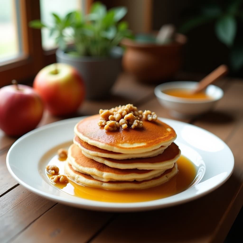 Pancakes de Harina de Castaña y Puré de Manzana: Desayuno Sin Gluten y Sin Lactosa en 12 Minutos
