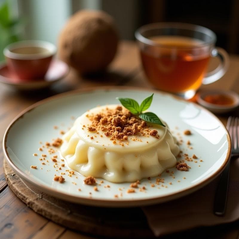 Panna Cotta de Té Chai con Salsa de Caramelo de Dátiles: Postre Indio Sin Lácteos y Sin Azúcar