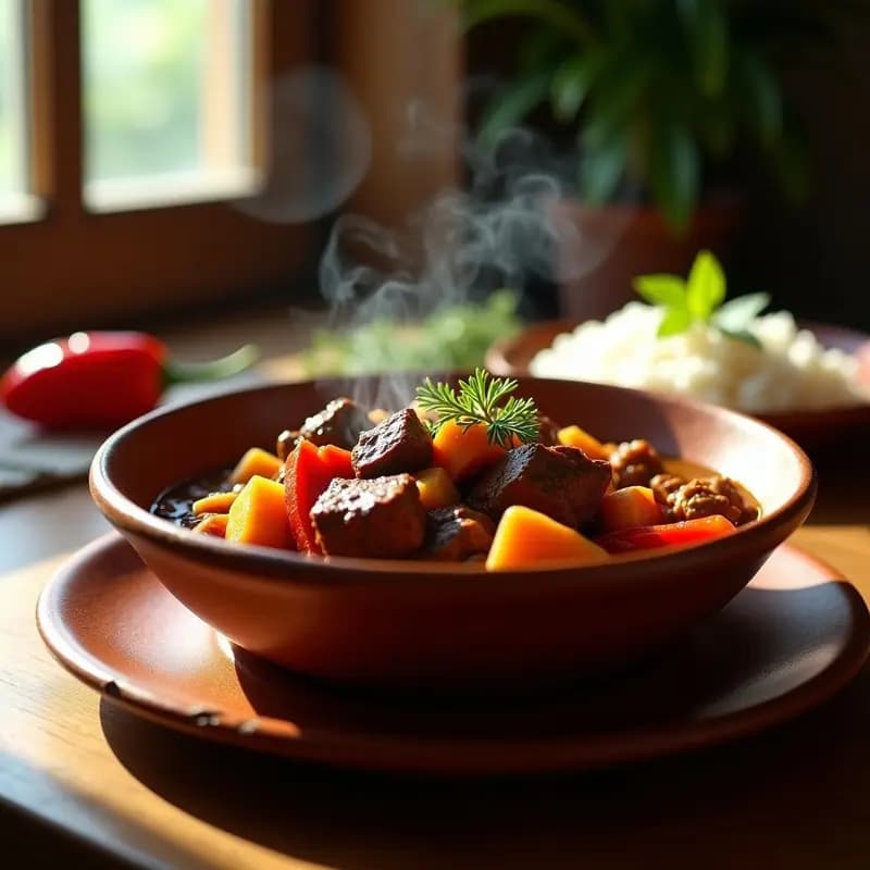 Pepper Pot Jamaiquino con Carne de Res y Habanero: Guiso Picante en Olla Exprés