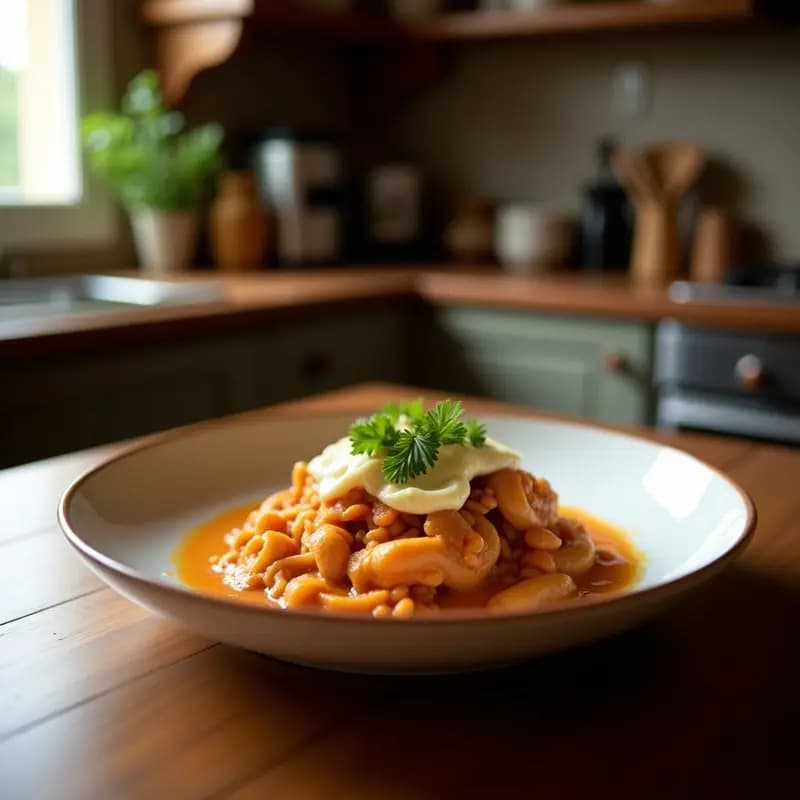Perro caliente colombiano extremo abierto por la mitad, relleno de salchicha Frankfurt, queso mozzarella y cheddar fundido burbujeante, chicharrón crujiente dorado, cebolla frita y bañado en salsa rosada, sobre un plato negro con fondo de madera rústica.