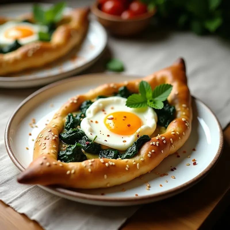Pide de Espinacas y Queso Beyaz con Huevo Poché: Receta Turca para Desayunar o Cenar