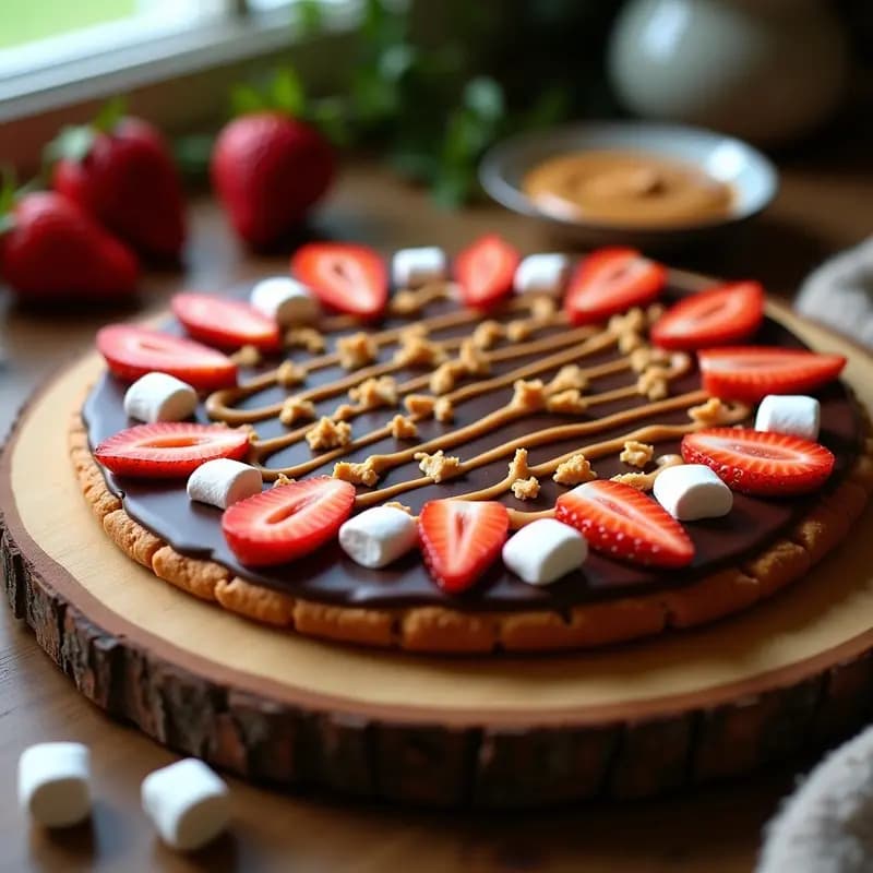 Pizza de Chocolate con Fresas, Marshmallows y Salsa de Cacahuete: La Cena que es 100% Postre