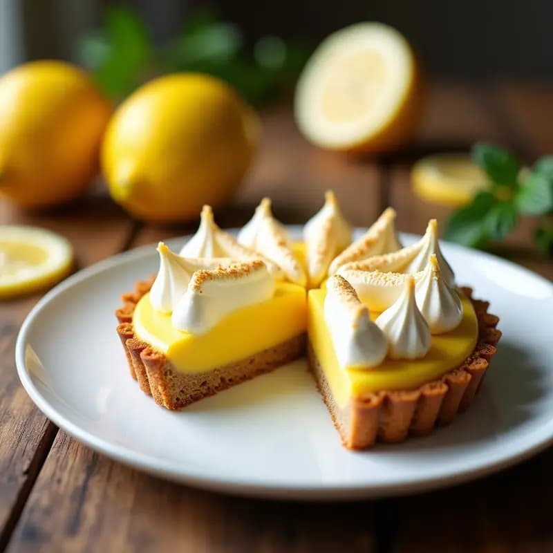 Poste de Limón y Merengue de Aquafaba: Tarta Francesa Sin Lácteos y Sin Gluten